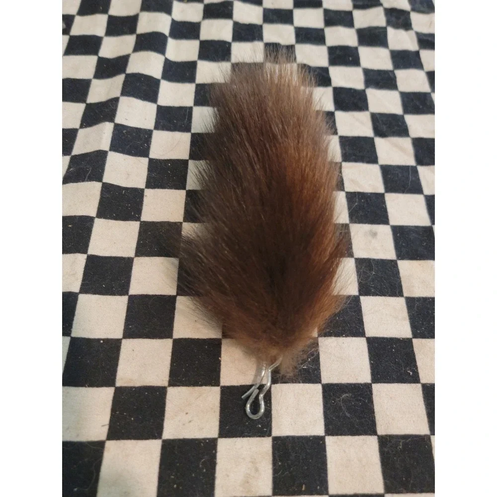 Real Tanned Fur Tail w/ Clip | Natural Brown Fur | Craft / Lure / Decor